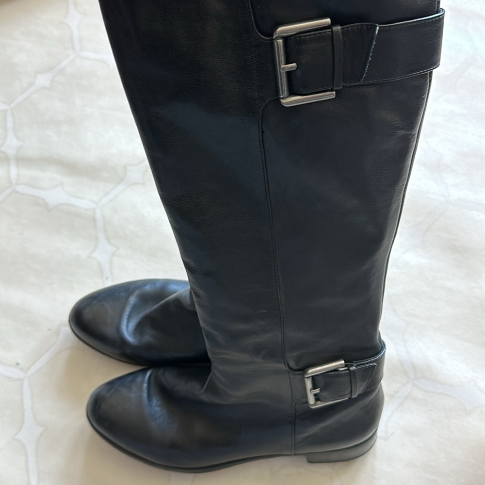 Via Spiga Leather Black Moto Leather Boots Size 7.5 - Picture 2 of 10